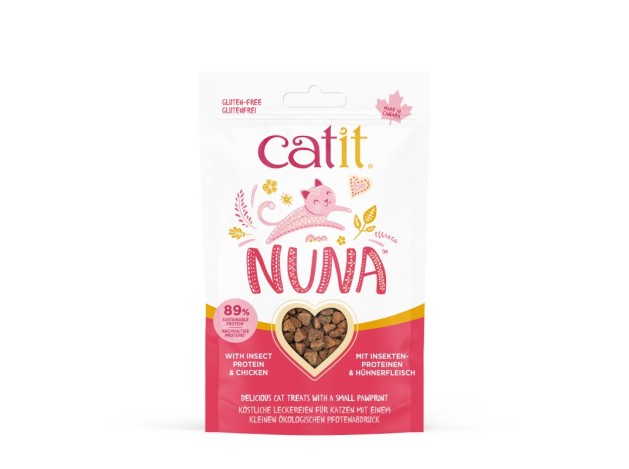 Catit Nuna Snack Proteína Insecto y Pollo, 60g - Pack de 8 unidades