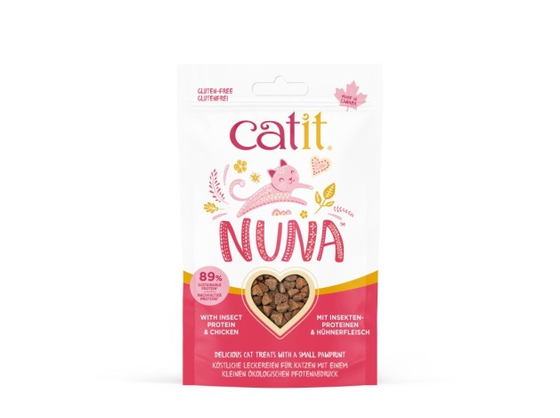 Catit Nuna Snack Proteína Insecto y Pollo, 60g - Pack de 8 unidades