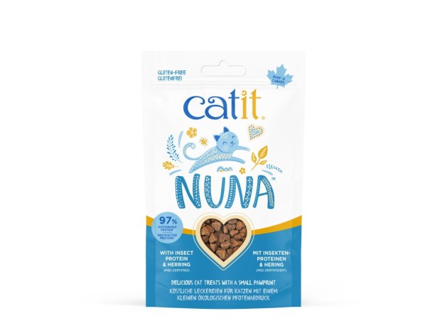 Catit Nuna Snack Proteína Insecto y Arenque, 60g - Pack de 8 unidades