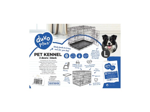 DUVO JAULA METAL NEGRA 2 PUERTAS