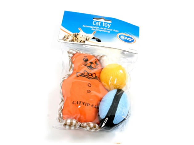 DUVO JUGUETE GATO OSITO CON BOLA Y PELOTA CON CATNIP