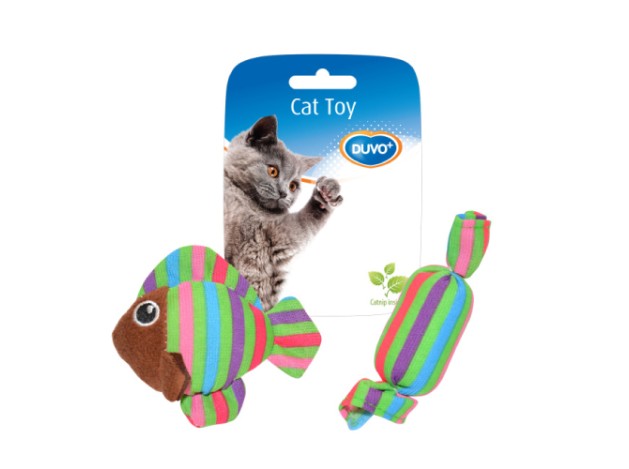 DUVO JUGUETE GATO PEZ Y CARAMELO 8,5 x 8 x 2,8 CM