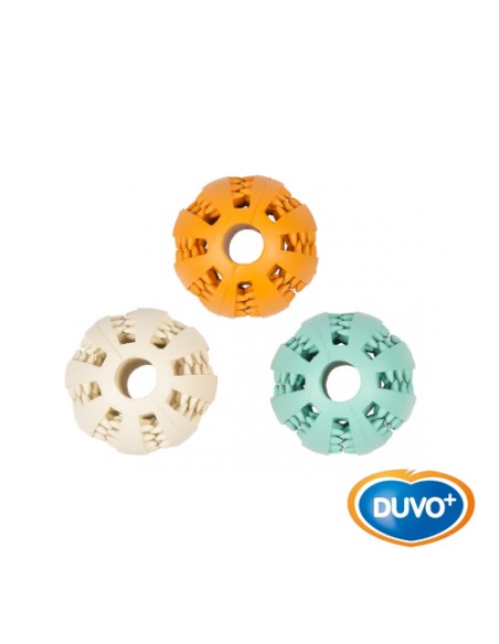 DUVO JUGUETE PERRO GOMA BOLA DENTAL CON SABOR MIX 7 CM