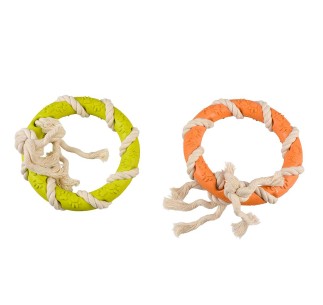 DUVO JUGUETE PERRO GOMA ECOLOGICA ANILLO CON CUERDA 27 x...