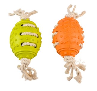 DUVO JUGUETE PERRO GOMA ECOLOGICA RUGBY CON CUERDA 28 x...