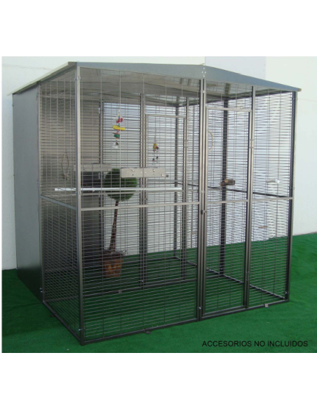 Voladero de Loro 4x2 con techo a dos aguas + Habitáculo de Seguridad Exterior