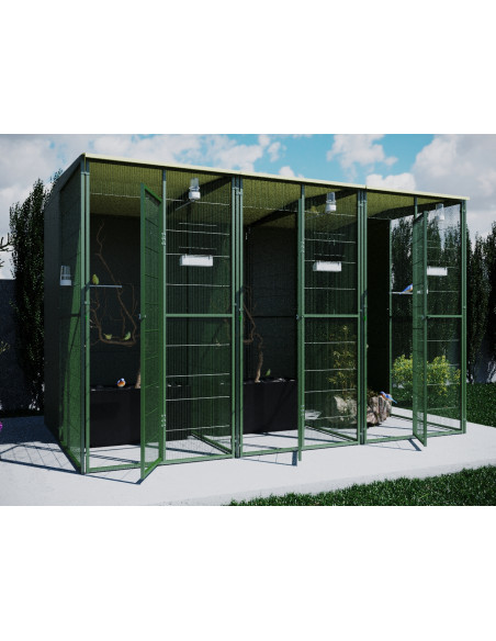 Voladero Jardín 3x2 m, 6m2, 5 Opacos, 2 Aguas y 3 Divisiones