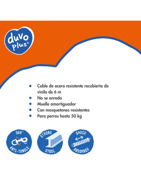 DUVO+ Cable de Amarre con Mosquetones – 6 m