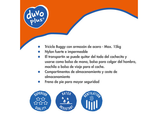 DUVO CARRITO DE PASEO DELUXE MAX 15 KG