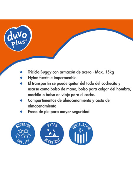 DUVO CARRITO DE PASEO DELUXE MAX 15 KG