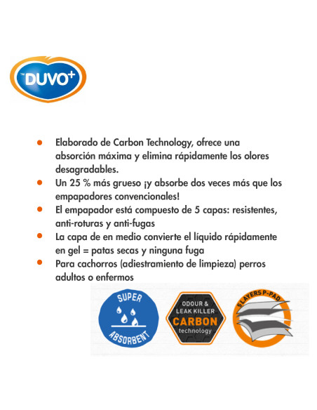 DUVO EMPAPADORES DE ORINA CARBON 30 UNI