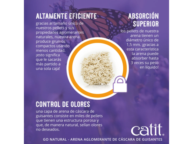 Catit Go Natural! Arena Guisantes, Lavanda 14L