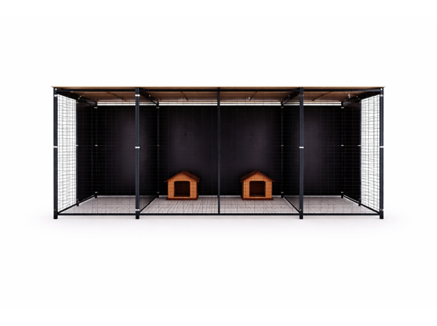Batería de perrera modular 4x2 m con 3 boxes