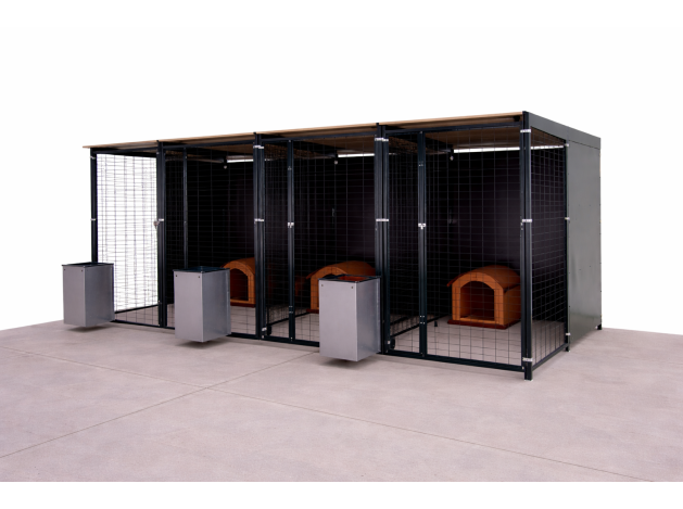Batería de perrera modular 4x2 m con 3 boxes