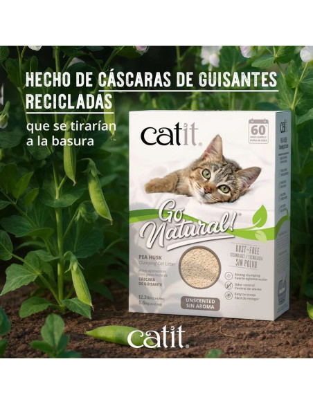 Arena para Gatos Aglomerante de Cáscara de Guisante Catit Go Natural Sin Aroma