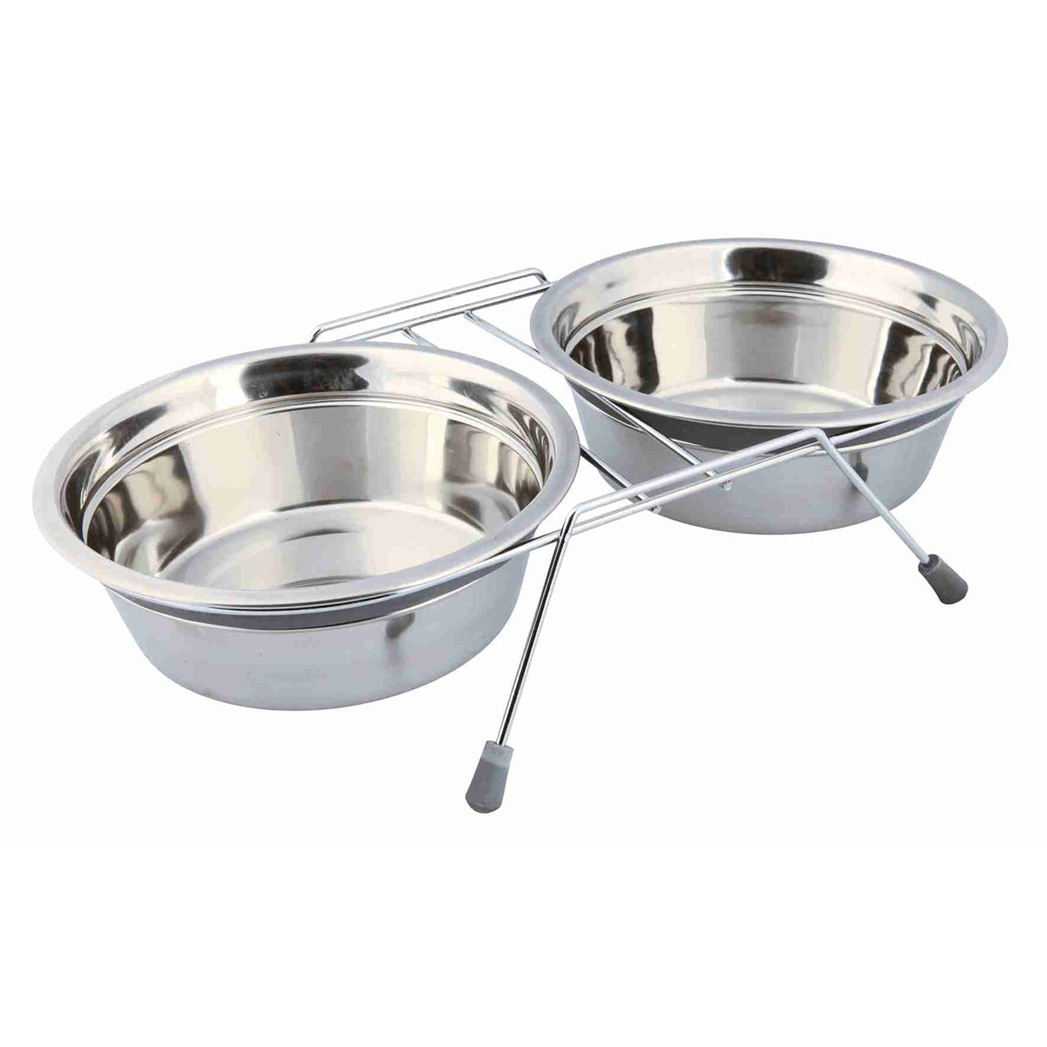Soporte  con Comederos Acero