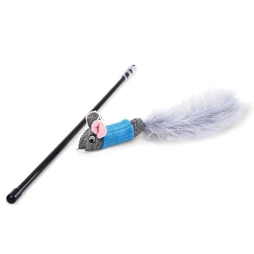 Caña para gatos Ratón con plumas