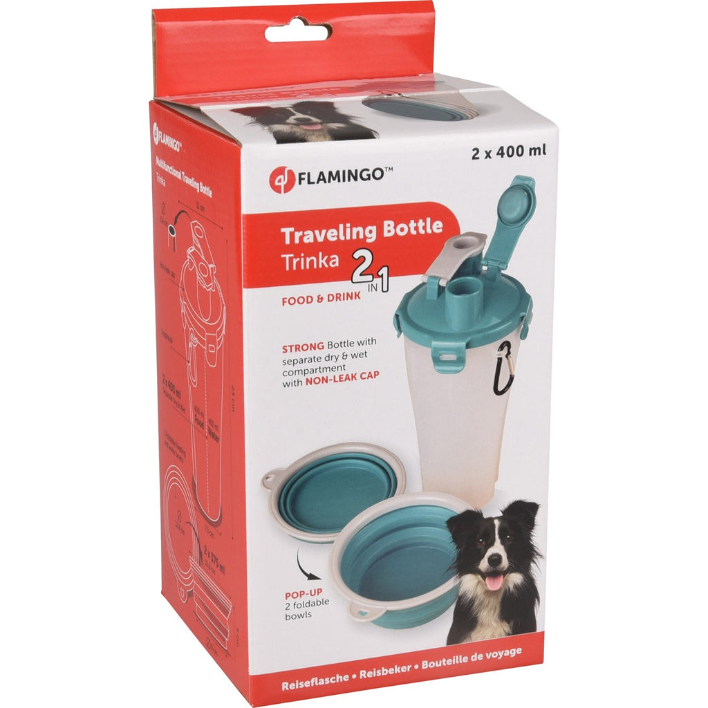 Recipiente De Viaje 2 En 1 Para Comida Y Agua Flamingo Pack 3 uds