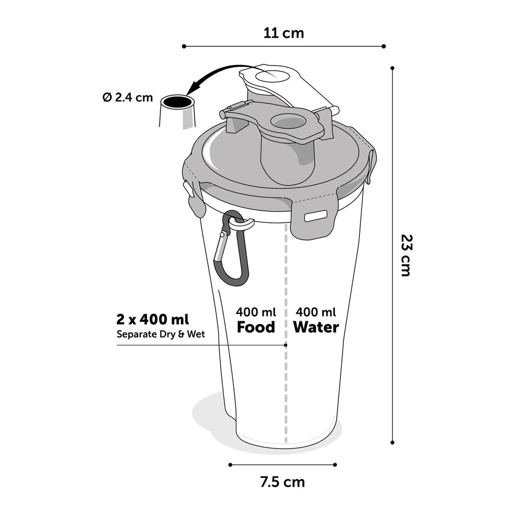 Recipiente De Viaje 2 En 1 Para Comida Y Agua Flamingo Pack 3 uds