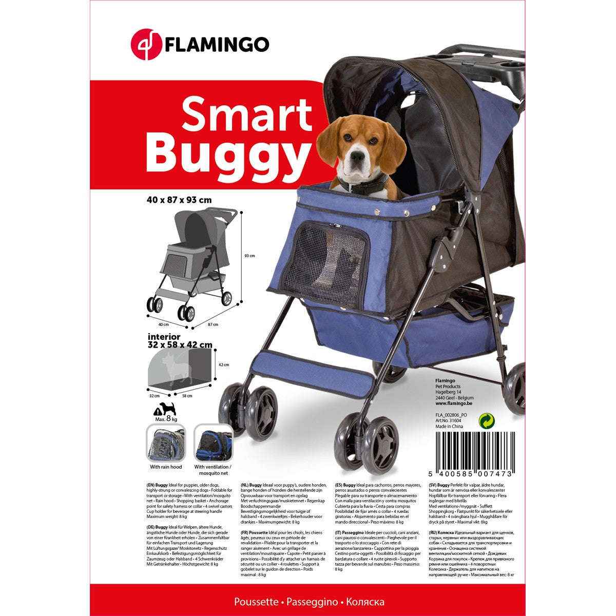 Carrito De Paseo Para Perro Flamingo Smart Buggy