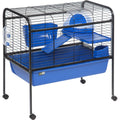 Jaula Para Conejo Con Soporte Movible Flamingo - Benny Azul / Negro