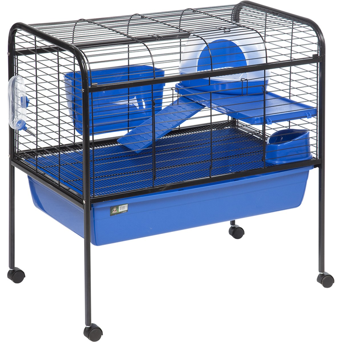 Jaula Para Conejo Con Soporte Movible Flamingo - Benny Azul / Negro