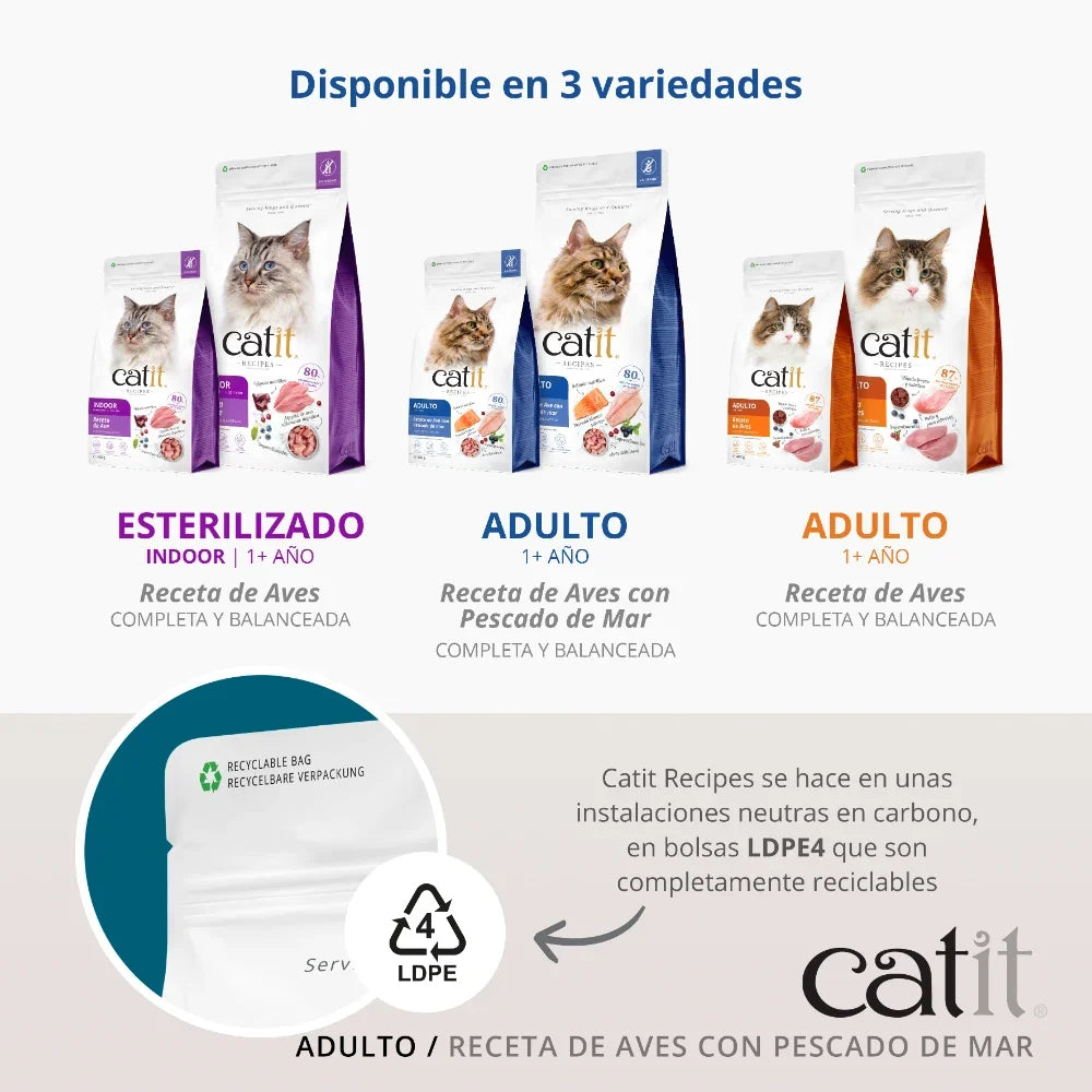 Catit Recipes Adulto Pescado de Mar, 2kg - Pack de 4 unidades