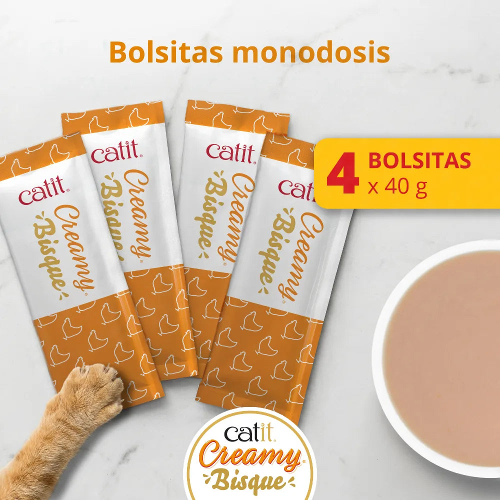 Catit Creamy Bisque con Pollo - Pack de 10 unidades