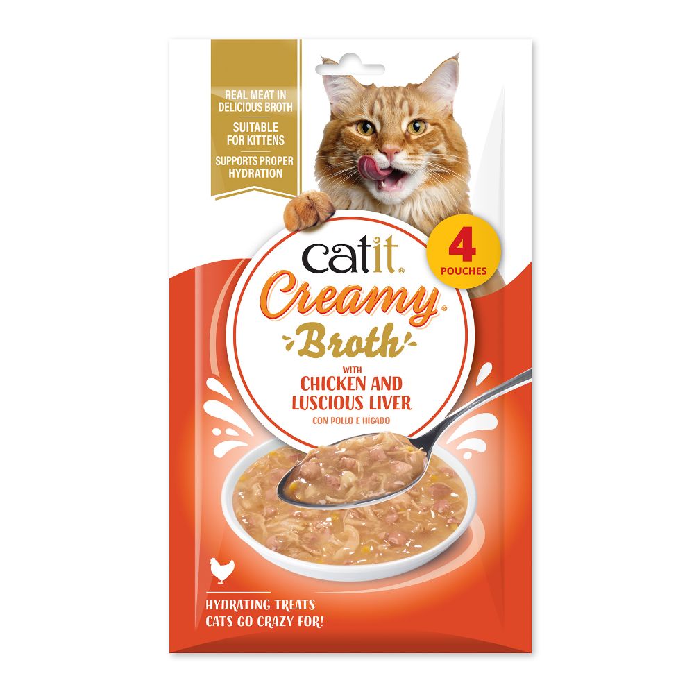 Catit Creamy Broth Pollo - Pack de 12 unidades