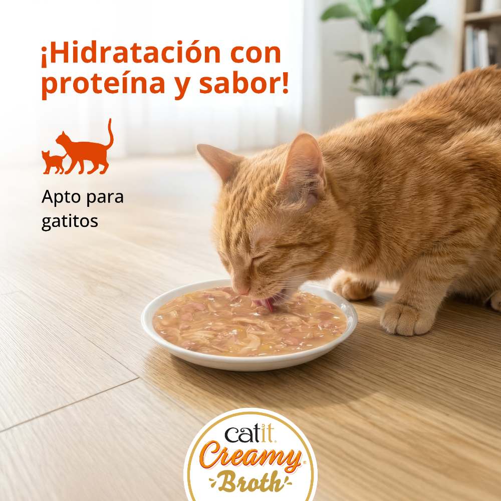 Catit Creamy Broth Pollo - Pack de 12 unidades