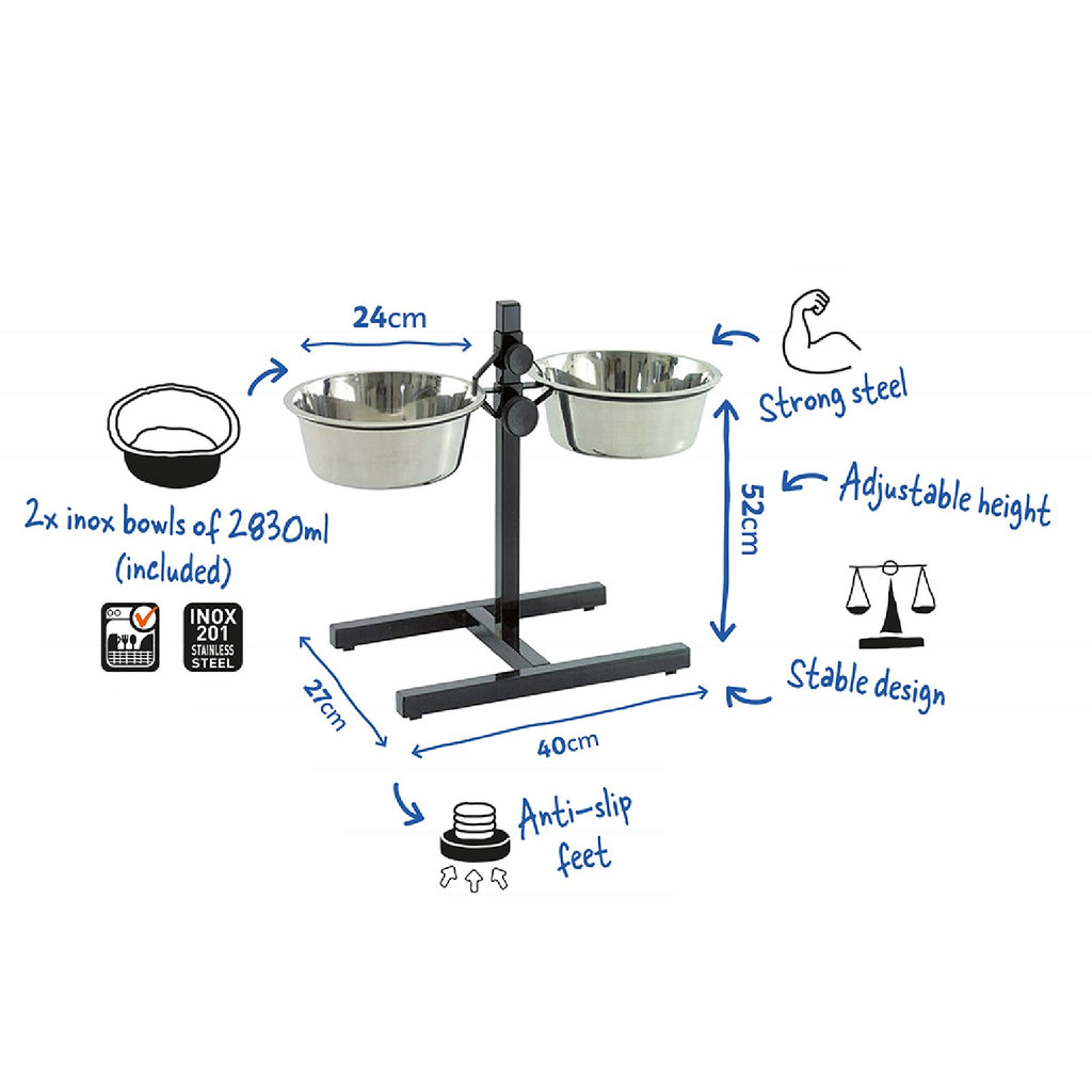 Duvo Soporte regulable con comederos 27 cm