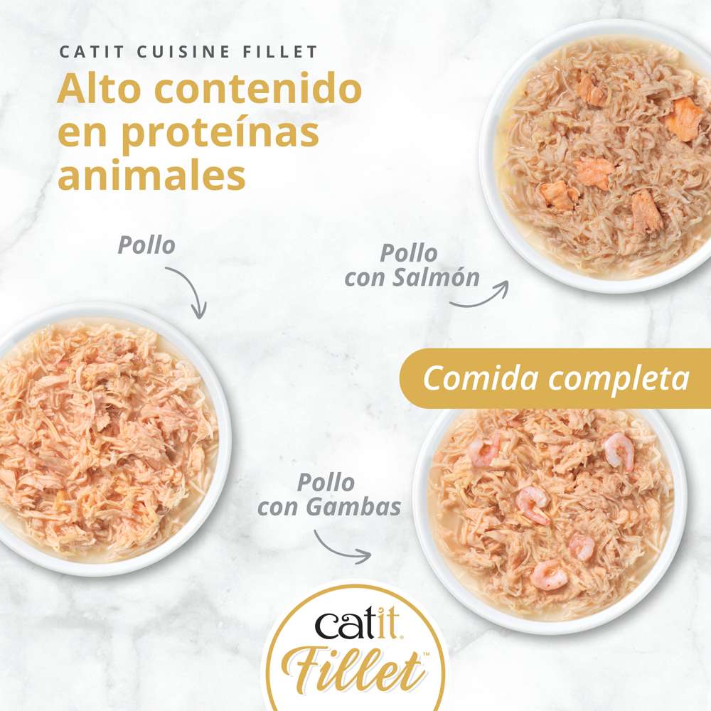 Pollo desmenuzado para gatos Catit Cuisine Fillet