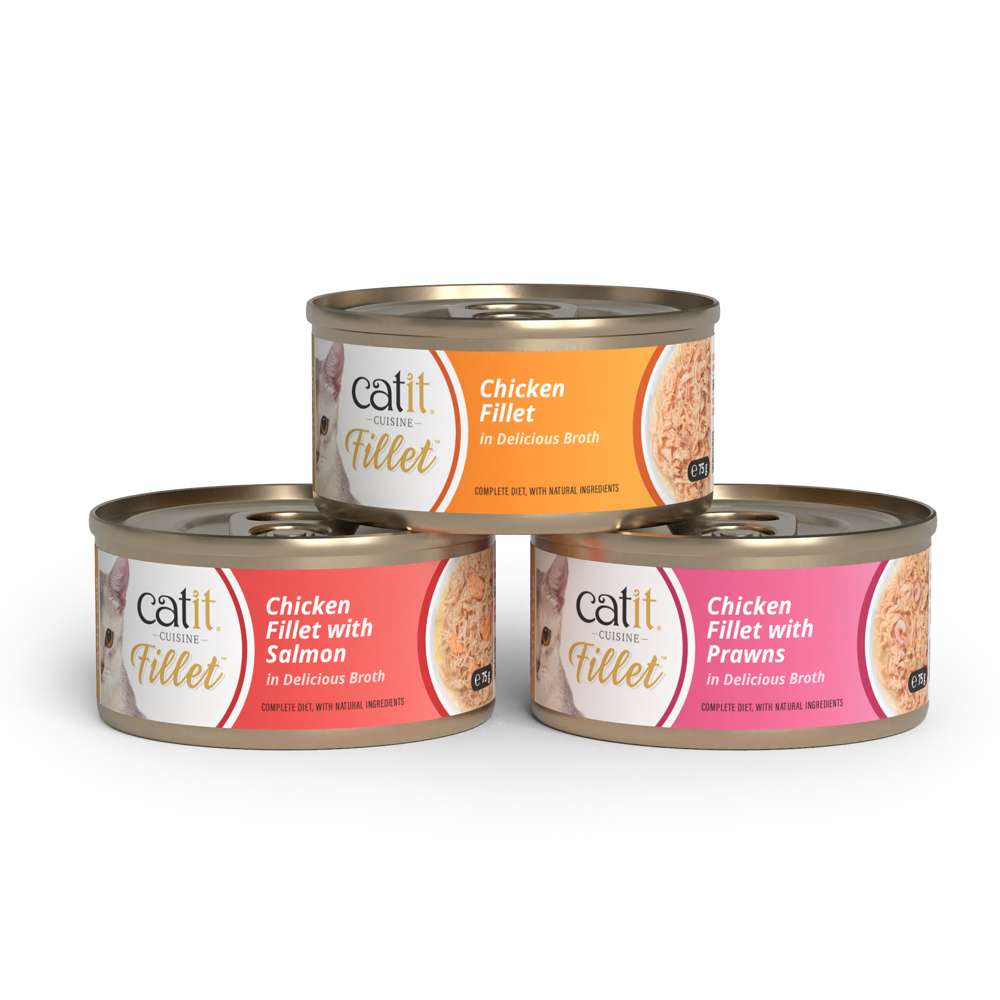 Pollo desmenuzado para gatos Catit Cuisine Fillet 75g - Pack de 12 unidades