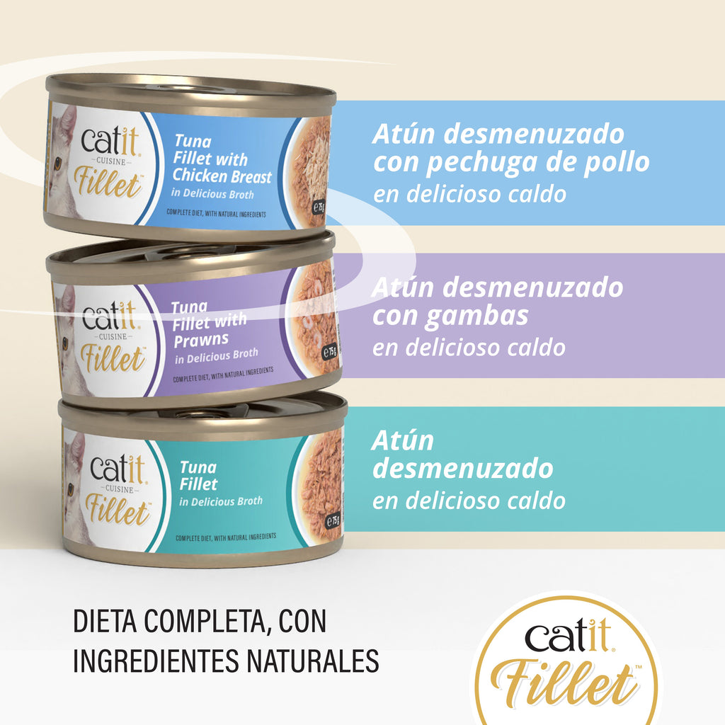 Atún desmenuzado para gatos Catit Cuisine Fillet 75g - Pack de 12 unidades