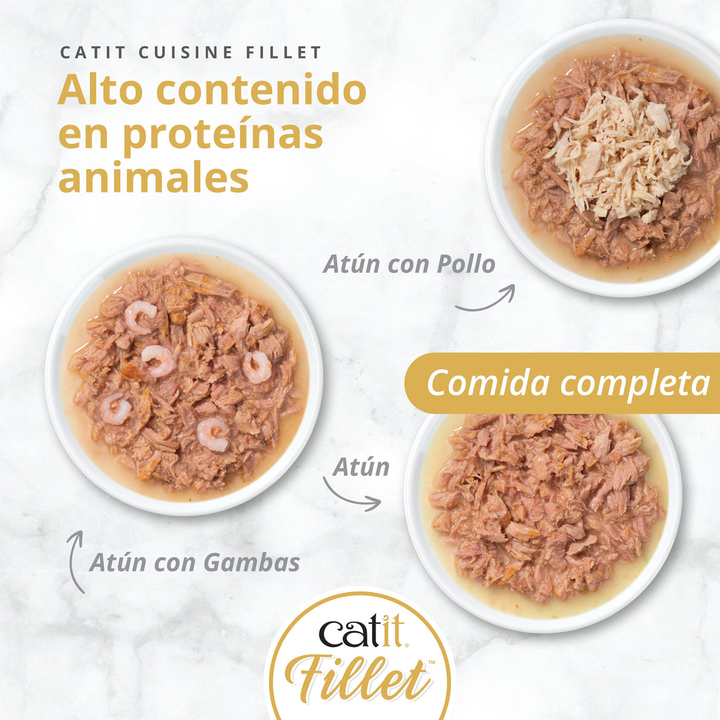 Atún desmenuzado para gatos Catit Cuisine Fillet