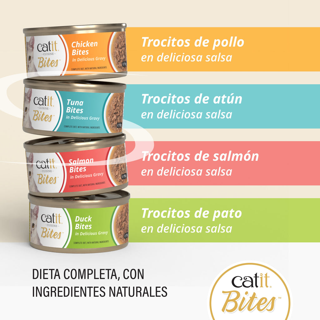 Trocitos de carne en salsa para gatos Catit Cuisine Bites 75g - Pack de 12 unidades