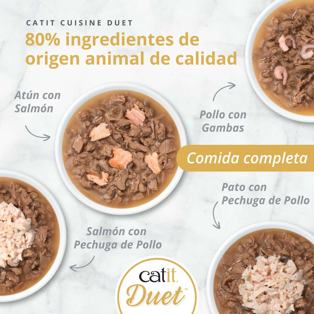 Dúo de carne con toppings para gatos Catit Cuisine Duet 75g - Pack de 12 unidades