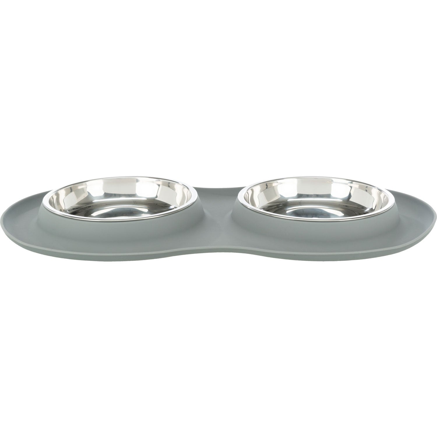 Set de comederos, silicona/acero inoxidable gris