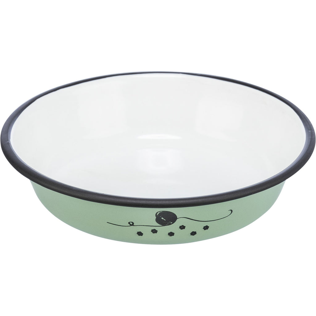 Comedero, esmalte/acero inoxidable verde