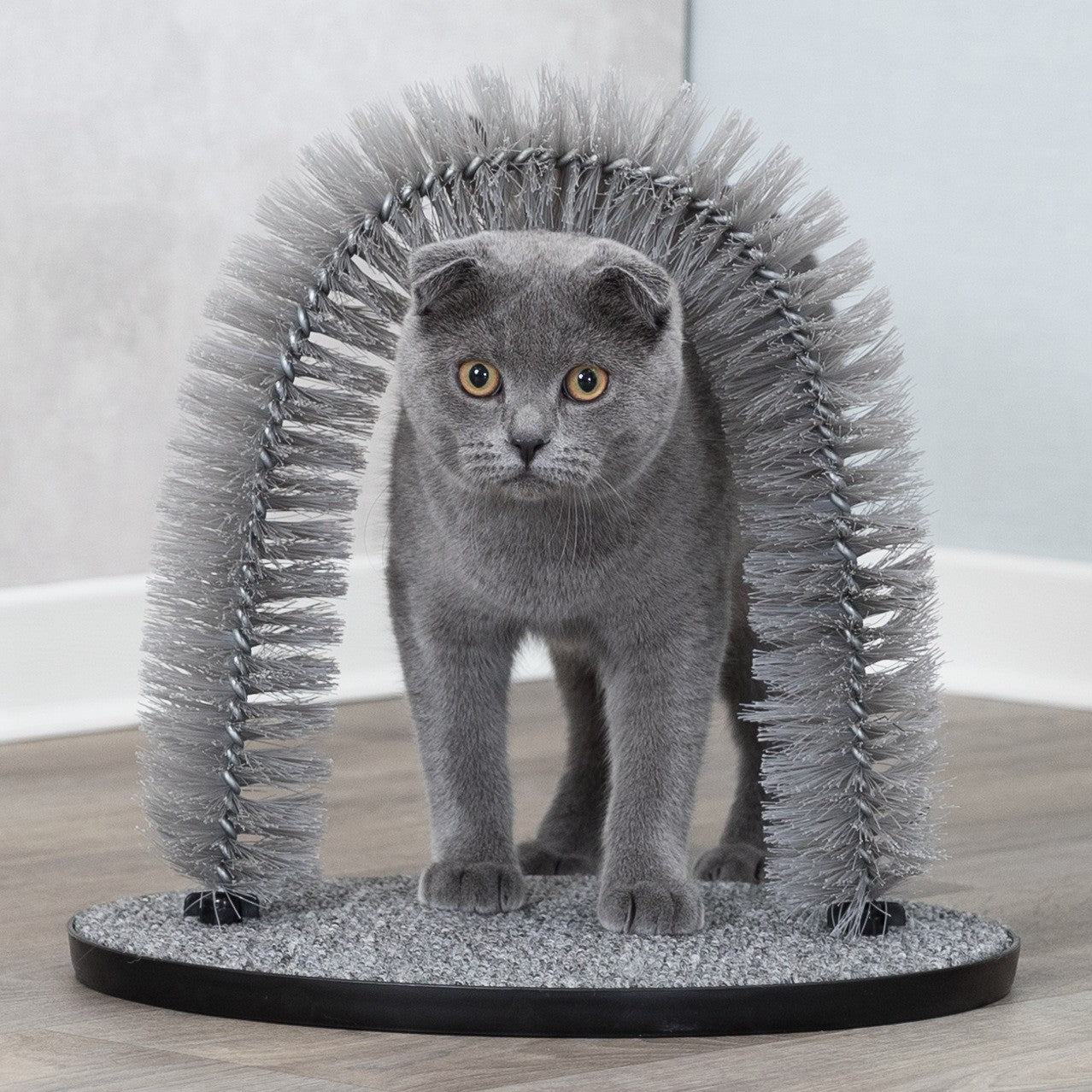 Arco de Masaje y Cuidado del Pelaje para Gatos gris