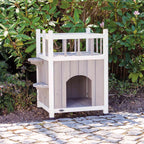 Caseta Exterior con Balcón para Gatos Cat's Home natura gris/blanco