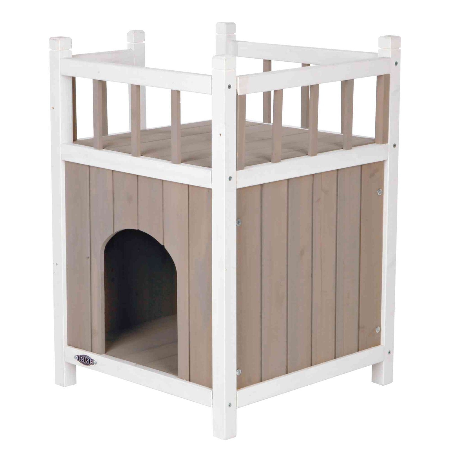 Caseta Exterior con Balcón para Gatos Cat's Home natura gris/blanco