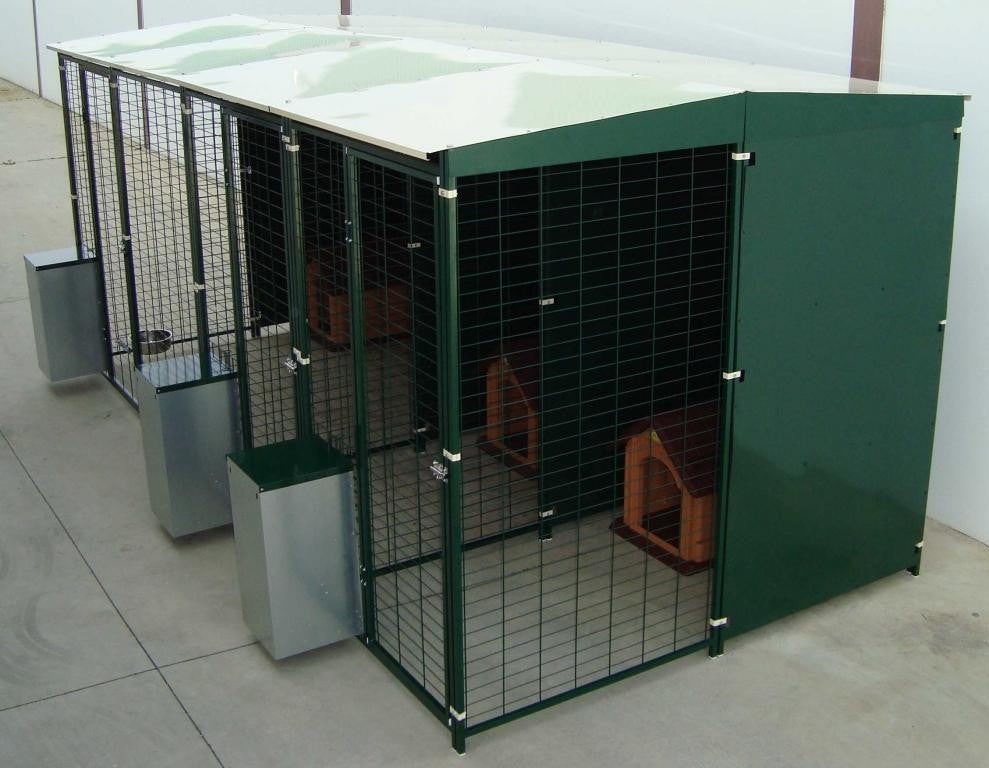 Batería de perrera modular 4x2 m con 3 boxes