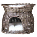 Cueva Mimbre con Cama Arriba gris