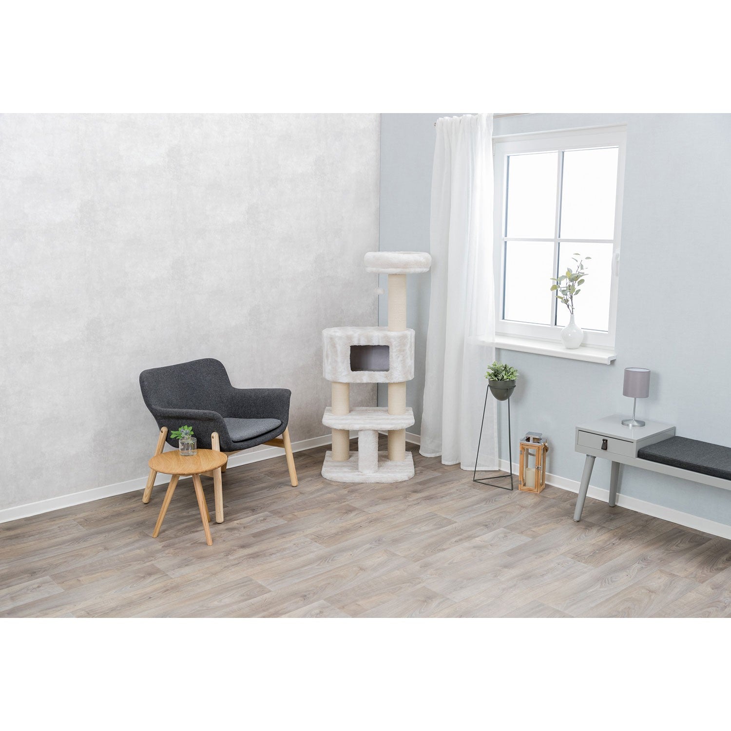 Poste Rascador Nelli blanco/taupe