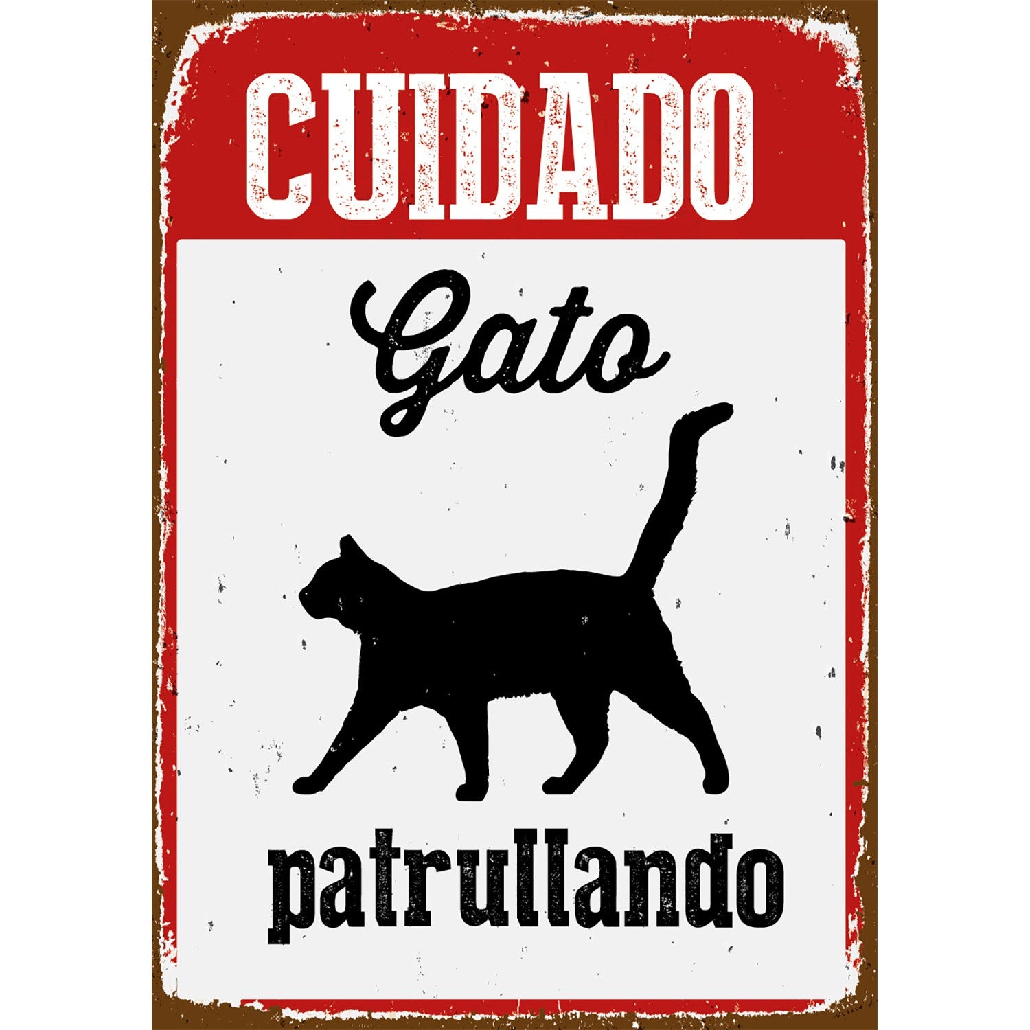 Señal A5 Metálica 'Cuidado Gato Patrullando'