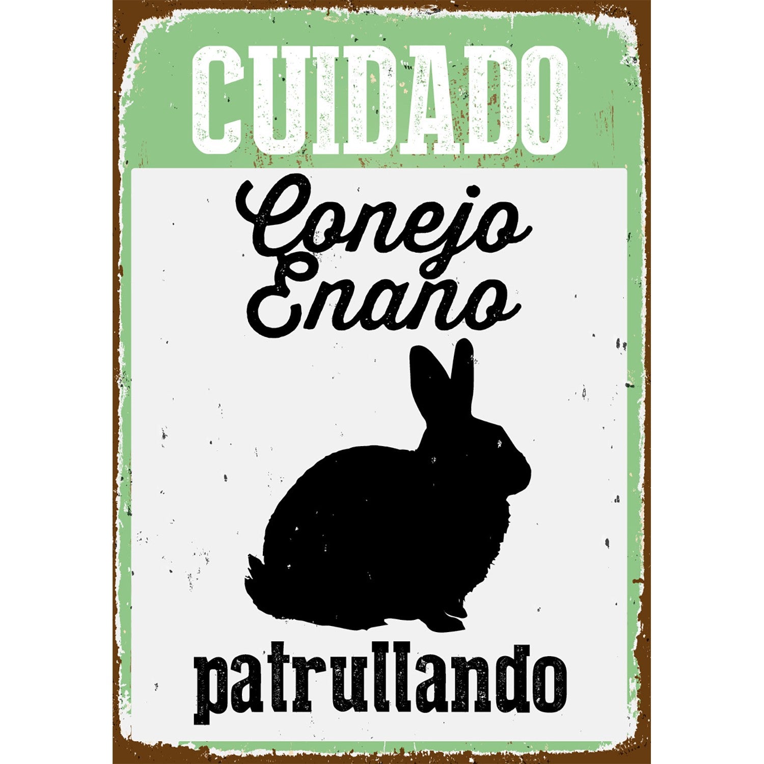 Señal A5 Metálica 'Cuidado Conejo Enano Patrullando'