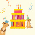 Tarjeta Dibujo 2 Suricatas 'Happy Birthday'