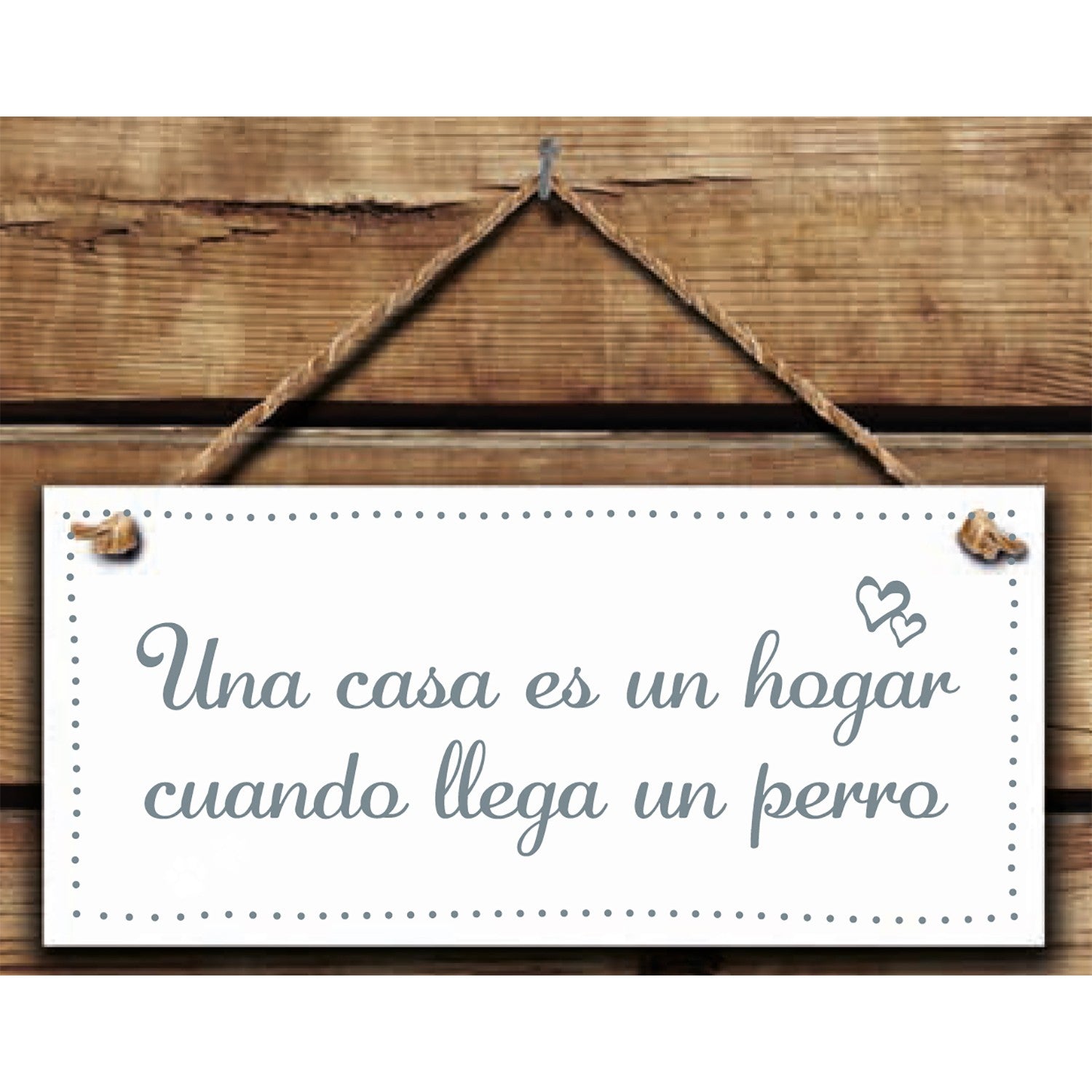 Rectángulo de Madera 'Una casa es un hogar cuando llega un perro'