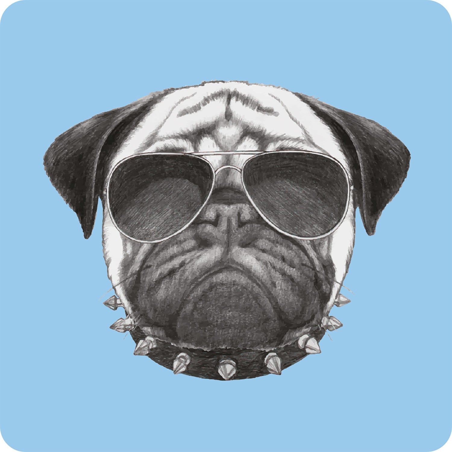 Posavasos Perro Carlino con Gafas de Sol